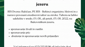 Vabilo na Doživljajski tabor operacije Doživi naravo! na Bukovniškem jezeru